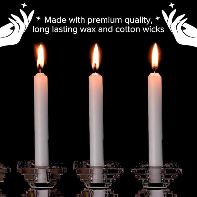Simply Soson Vigil White Taper Candles Bulk - 102 Church Candles with drip Protectors - White Candle, Ritual Candles, Memorial Tapered Candle