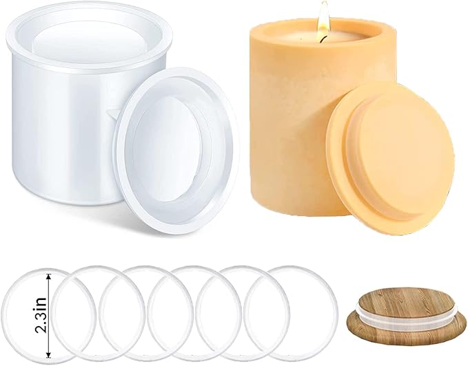 Candle Jar Mold with Lid for Candles Making, Silicone Concrete Molds Storage Container Moulds for Epoxy Resin, Unique Vessels Cement Mould for DIY Jewelry Holder Trinket Box Home Decor