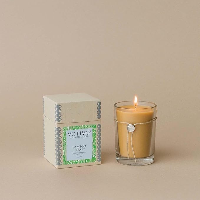 VOTIVO 6.8oz Aromatic Soy Blend Highly Fragranced Home Decor Jar Candle-Bamboo Leaf