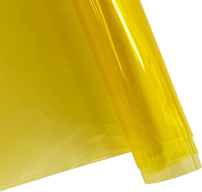 ONEART | 30 Gauge Leather Vinyl, Solid Color See-Through Waterproof Jelly Faux Leather for Women DIY Handbags Tote, 12" x 48" (Lemon)