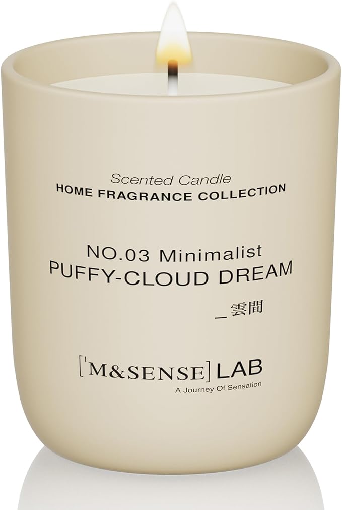 M&SENSE Natural Soy Candle| Puffy-Cloud Dream | 5.3 oz | Mini Spring Scented Candles for Relaxation, Valentines Day Gift, Home Décor | for Bedroom, Office, Party Small