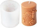 Bee Honeycomb Flower Cylinder Candle Mold, Honeybee Beehive Pillar Silicone Mold for Beeswax Candle, Soy Wax Candle, Plaster Ornament, DIY Crafts (A)