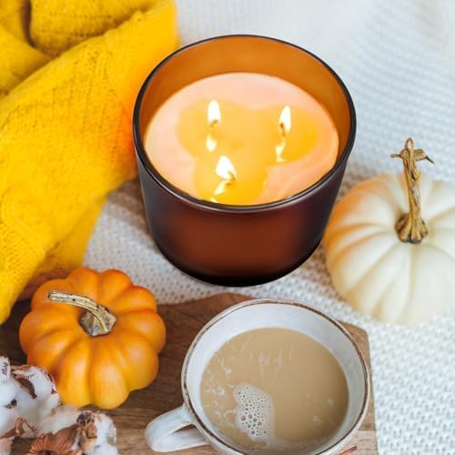 SHOWIN 12 OZ Thick Candle Jars for Making Candles 12 Pcs, Empty Amber Jars with Wood Lids for Spice Jars, Sample Container, Frosted Brown