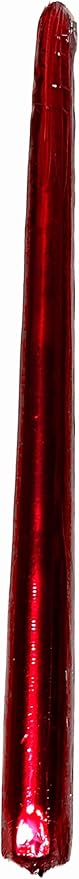 D'light Online Elegant 12" Unscented Metallic Red Taper Candles, Premium Quality Hand-Dipped Tapered Candles, Dripless and Smokeless - Set of 12 (12 Inch, Metallic Red)