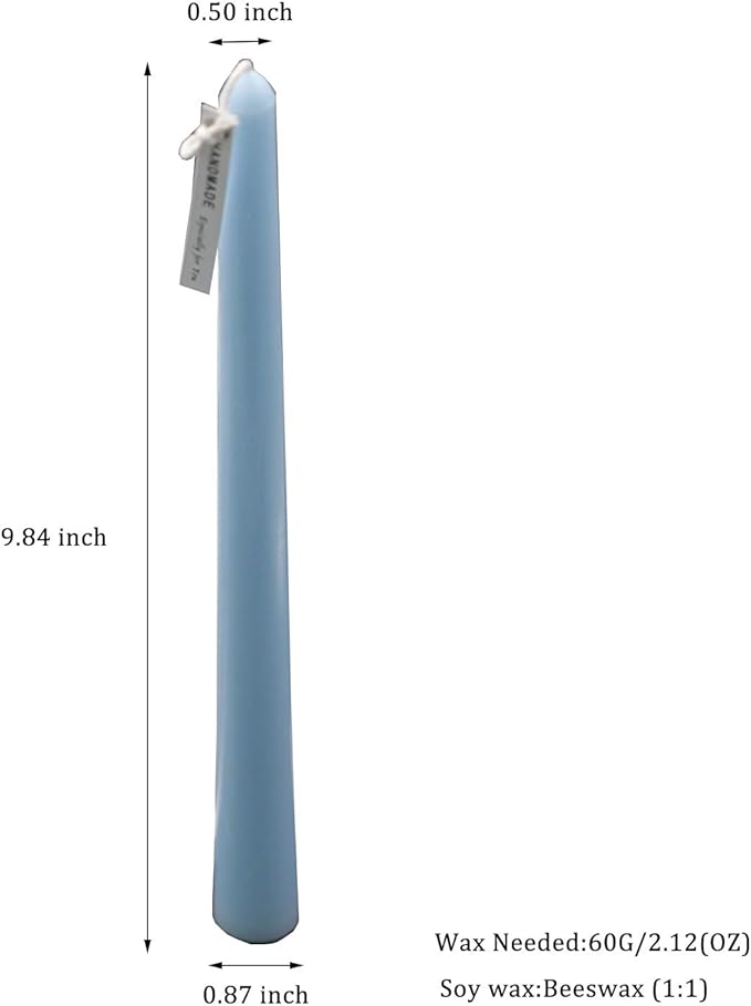 MILIVIXAY 2pcs Taper Candle Molds -Height: 9.84 inch,Top Diameter:0.50 inch,Bottom Diameter:0.87 inch-30 ft. of Wick,a Lead Wire and 2pcs Wick Clips Included as a Gift