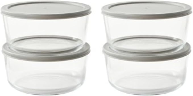 8-Piece Glass Food Storage Containers Set - 4 (6.55-Cup) Containers with Lids, BPA-Free, Microwave & Dishwasher Safe