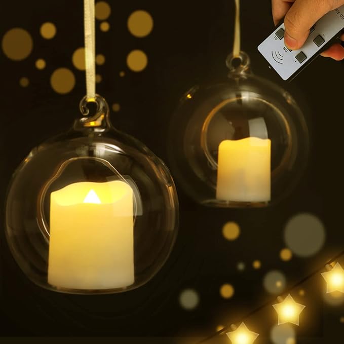 Rechargeable Flameless Flickering Tea Light Candles Remote Control High Brightness Votive Candles with Cycling Timer, for Home and Holiday Decor, Pack of 6.