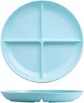 Blue 4 Compartment Divided Plates Snacks Tray Dinner Plate,Food Grade Fruit Plates BPA Free - 1Pack