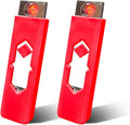 2Pcs Electronic Lighter USB Rechargeable Lighter Windproof Lighter Flameless Lighter Ignition USB Lighter (Red)