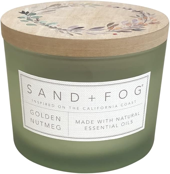 Sand + Fog Scented Candle - Golden Nutmeg – Additional Scents and Sizes – 100% Cotton Lead-Free Wick - Luxury Air Freshening Jar Candles - Perfect Home Decor – 12oz