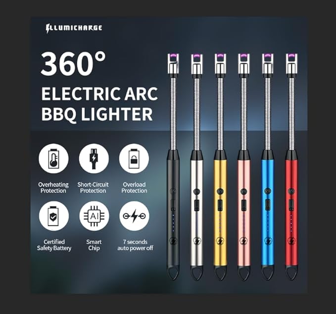 Bend-It Flexible Neck Arc Lighter — USB Rechargeable, Windproof & Flameless | Long Reach for Deep Jar Candles, Stove, BBQ & Fireplace - Pink