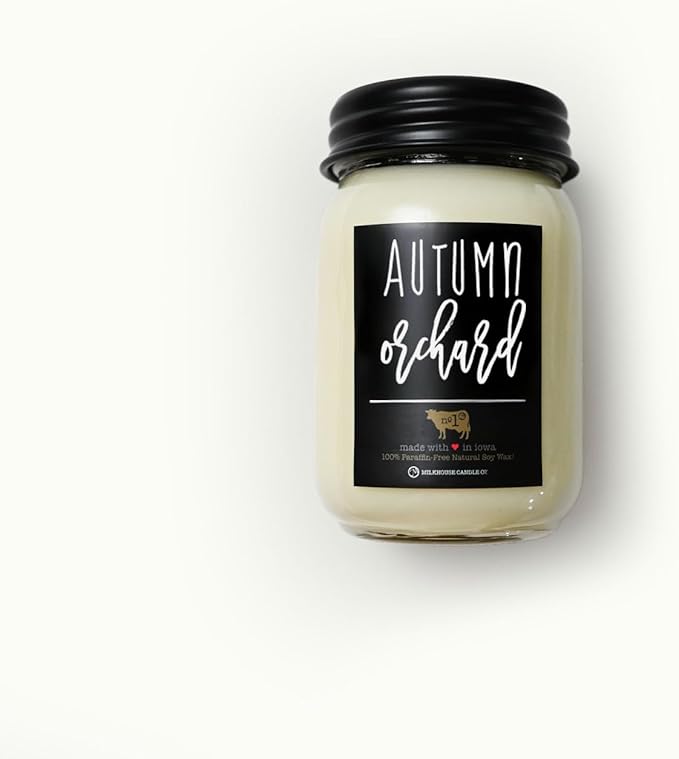 Milkhouse Candle Company - Autumn Orchard - 13oz Beeswax and Soy Candles - Farmhouse Collection - 100% Natural, Paraffin Free, with Premium Fragrance Oil, Glass Jars with Lids