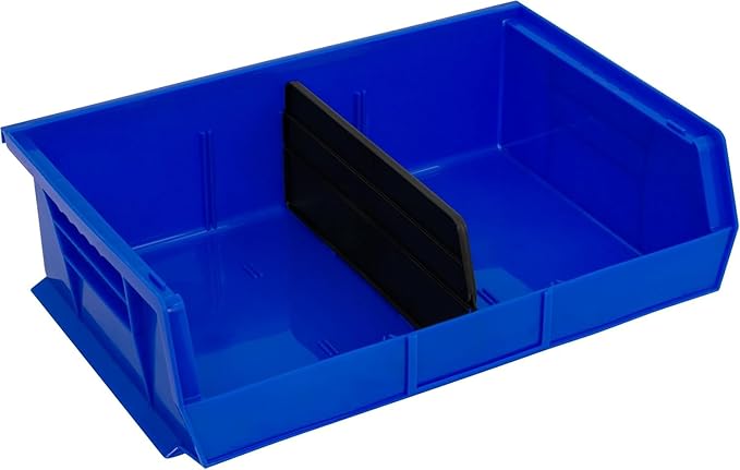 Akro-Mils 30255 AkroBins Plastic Storage Bins, Space-Saving Stackable Bins for Garage, Pantry, Craft Organization, 11" x 16" x 5", Blue, 6-Pack