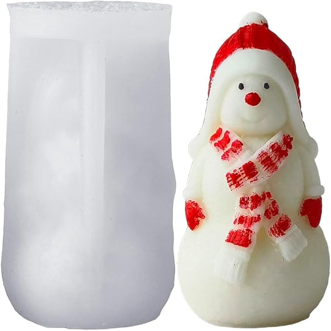 Snowman Silicone Molds, Snowman with Hats and Scarf Candle Mold for Soap Soy Wax DIY Handcraft, Snowmen Resin Molds Gift Wedding Party Home Dinner Festive Days Car Decoration