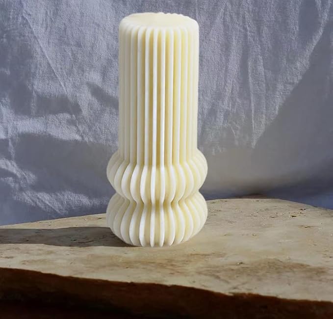 Striped Pillar Aesthetic Molds, Cylindrical Tall Pillar Candle Mold, Ribbed Twist Geometric Abstract Decorative Striped Silicone Mold for Crafts Aromatherapy Candle Handmade Soap Making(5.3")