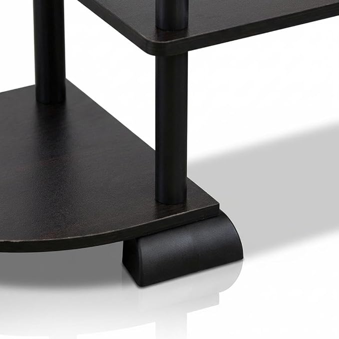 Furnifact Black Rounded Corner TV Entertainment Center, Modern Design, Composite Wood, PVC Tubes, Stylish Espresso/Black Finish, Living Room Setup