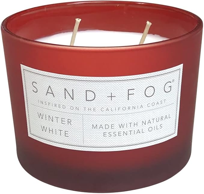Sand + Fog Scented Candle - Winter White – Additional Scents and Sizes – 100% Cotton Lead-Free Wick - Luxury Air Freshening Jar Candles - Perfect Home Decor – 12oz - Holiday Scents