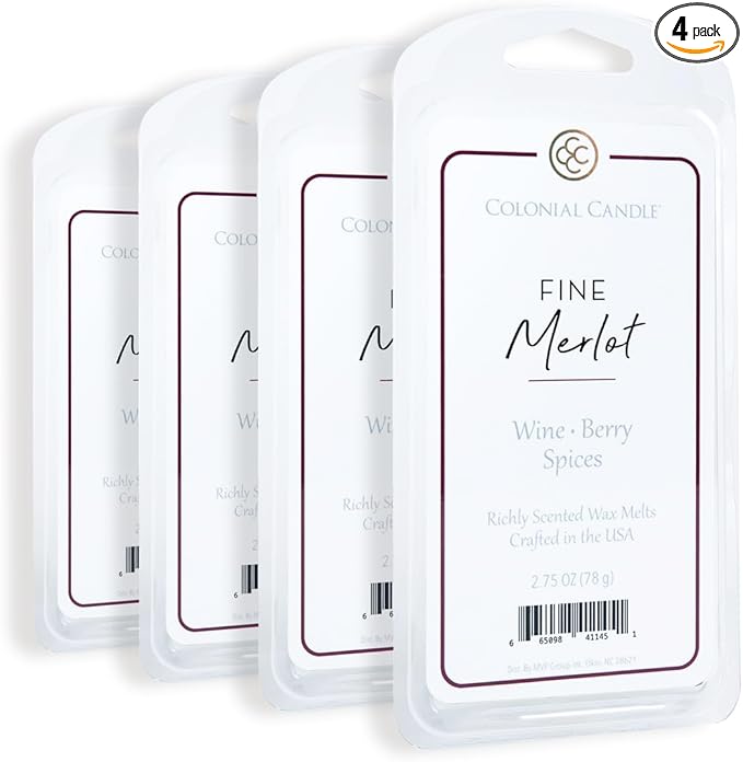 Colonial Candle Fine Merlot Wax Melts, Wax Melt Warmer Cubes, Long Lasting Scented Wax Warmer Cubes, 4 Pack, 6 Cubes Each - Made in The USA