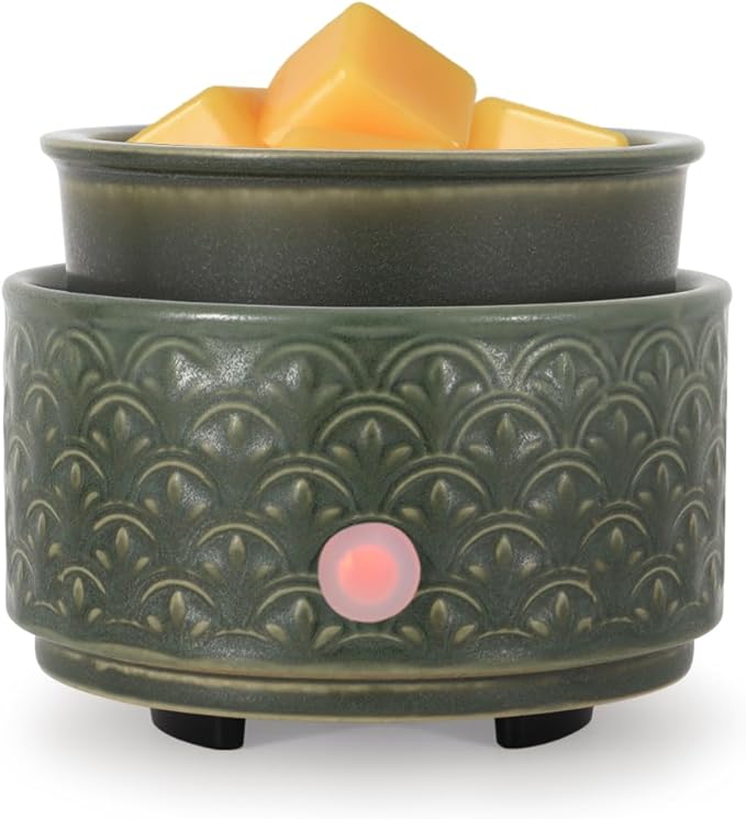 kobodon Ceramic Wax Melt Warmer - 3-in-1Electric Wax Warmer-Fragrance Candle Burner for Scented Wax Tarts and Essential Oils - Wax Melts as Gifts for Moms Grandma Women Girls（Green）…