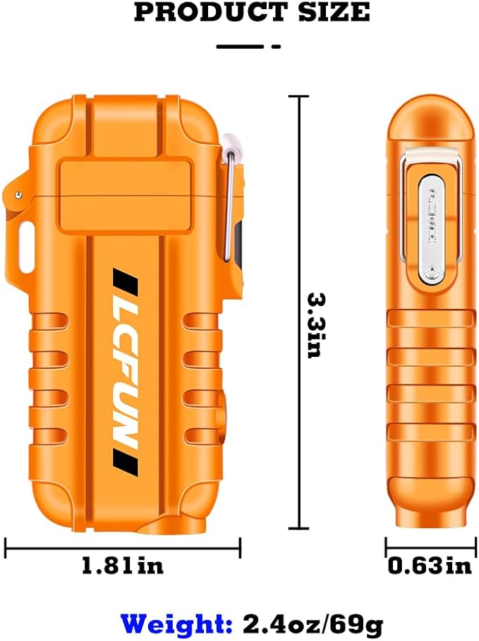 LcFun USB Rechargeable Electric Arc Lighter Windproof Plasma Lighters with LED Battery Display, Waterproof Matches with Flashlight for Camping, Survival Tactical Gear