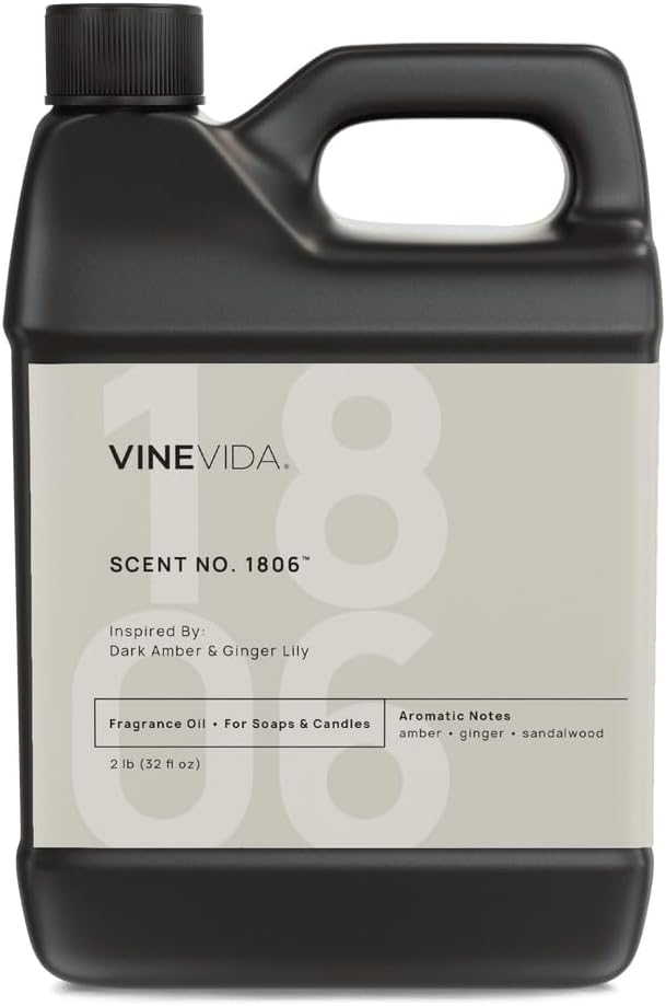 VINEVIDA [32oz] Dark Amber & Ginger Lily Fragrance Oil for Candle Making - Natural Candle Oil Scents - Soap Making Essential Oil - Made in USA