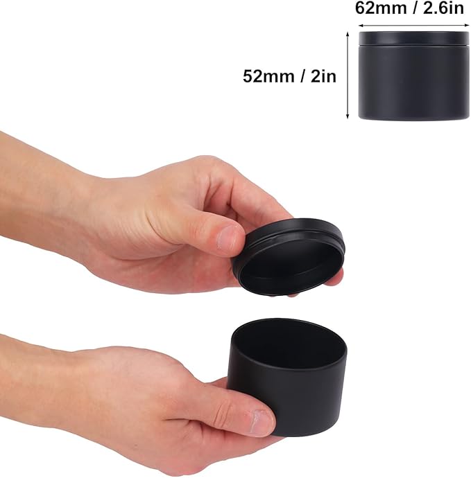 48 Pack 4 oz Black Metal Candle Tins with Lids, Round Bulk Metal Candle Jar, Matte Finish, for DIY Candle Making and Storage