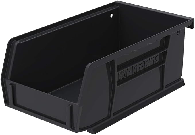 Akro-Mils 30220 AkroBins Plastic Storage Bins, Space-Saving Stackable Bins for Garage, Pantry, Craft Organization, 7" x 4" x 3", Black, 24-Pack