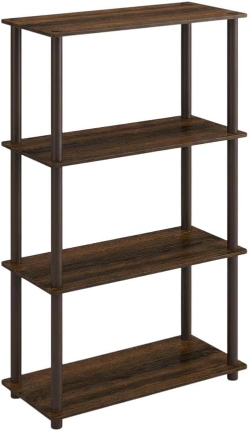 Furnifact Walnut Brown Bookcase with Sturdy Wood Construction, Modern Design, Ample Storage, Durable Frame, Ideal for Living Room or Office, Single Piece