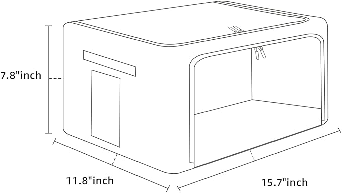 FHSQX 2 Pack Clear Window Storage Bins Foldable Fabric Storage Bins Boxes for Clothes Stackable Box Organizer Set with Carrying Handles (Gray,22L, 15.7x 11.8x 7.8 Inch)
