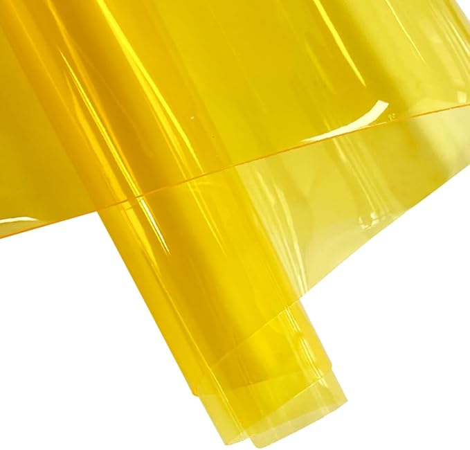 ONEART | 30 Gauge Leather Vinyl, Solid Color See-Through Waterproof Jelly Faux Leather for Women DIY Handbags Tote, 12" x 48" (Lemon)