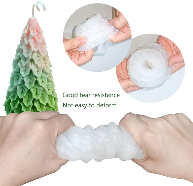 4PCS Christmas Tree Silicone Molds Kit - Resin & Wax Candle Soap Molds