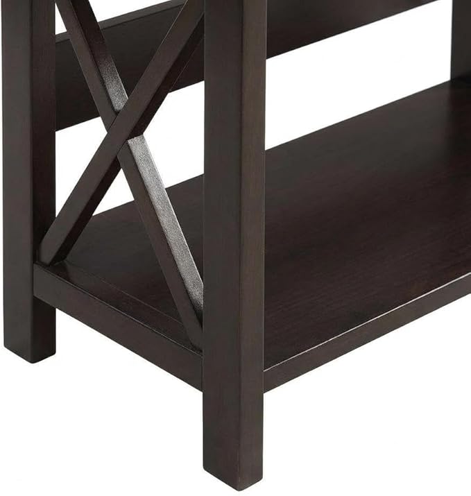 Furnifact Espresso 5-Tier Bookcase with Drawer, Durable Particle Board and Non-Lead Base Paint, Stylish Storage Solution for Home or Office, Modern Design