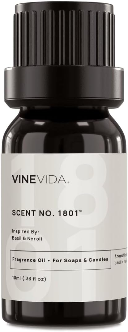 VINEVIDA [10mL] Basil & Neroli Fragrance Oil for Candle Making - Natural Candle Oil Scents - Soap Making Essential Oil - Made in USA