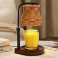 Candle Warmer Lamp with Timer & Dimmer - Electric Wax Melt Warmer with Adjustable Height for Scented Candles, Rattan Design for Home Decor, Ideal Gift for Women, Housewarming (Gold)