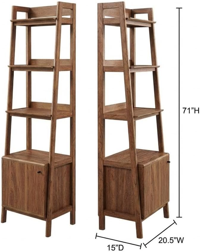 Furnifact Walnut Bookshelf with 21-inch Height, Sleek Wood Construction, Modern Design, Sturdy Stand, Stylish Storage Solution for Living Room, Home Office