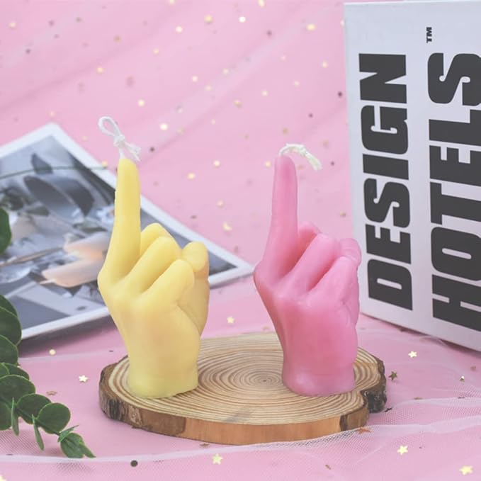 3D Hand Shaped Silicone Mold for Candle Making, Gesture Candle Mold,Middle Finger Shaped Resin Casting Mould for Making Candle Baking Soap Wax Cake Mousse Ice Cream