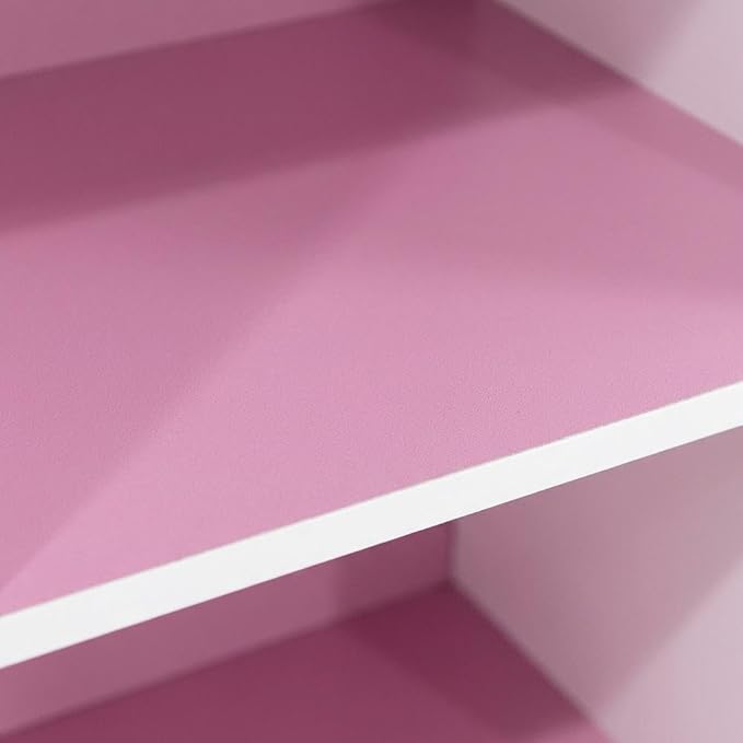 Furnifact White Pink 3-Tier Open Shelf Bookcase, Modern Design, Durable Construction, Space-Saving Storage, Suitable for Living Room or Office Display