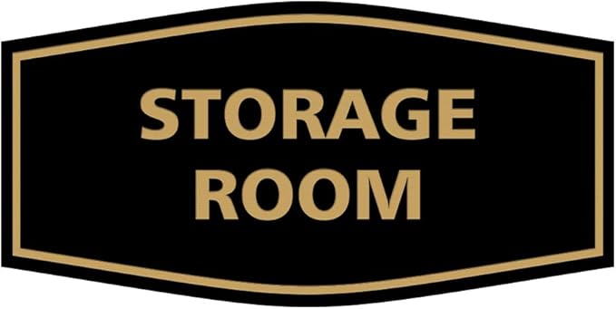 Signs ByLITA Fancy Storage Room Sign (Black Gold) - Medium 5 Pack