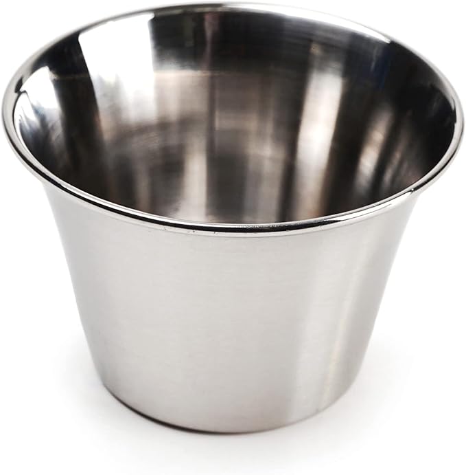 RSVP International Kitchen Prep Bowl Collection Stainless Steel, Dishwasher Safe, Sauce Cups, Set of 24, Silver