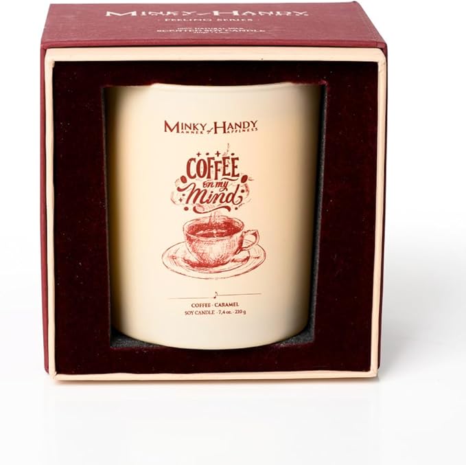 Natural Soy Coffee Caramel Scented Jar Candle - Non Toxic - Coffee Lover Gifts