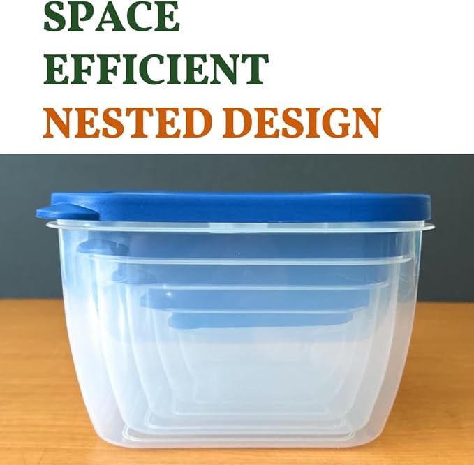 10-Piece Food Storage Containers with Vented Lids, Airtight and BPA Free, Stackable, Microwave, Freezer, and Dishwasher Safe (Blue)