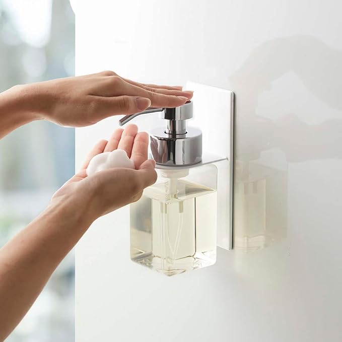 Yamazaki Industries 5226 Magnetic Dispenser Holder, Foam Type, White, Approx. W 2.8 x D 3.3 x H 6.7 inches (7 x 8.5 x 17 cm), Tower, Floating Storage, Easy Installation
