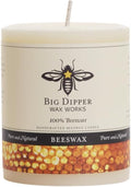 Big Dipper Wax Works Ivory Beeswax Pillar Candle 3" x 3.5" – 60-Hour Burn, Non-Toxic & Clean Burning, Pure Beeswax, Handmade in USA