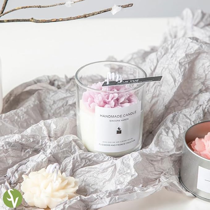 SimpleVibesXinPuwei DIY Scented Botanical Jelly Candle DIY Candle Kit House Warming Gift (Style A, Mold Style 3)