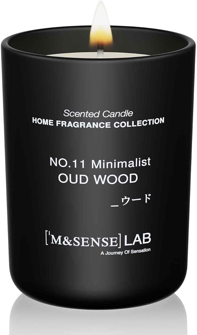M&SENSE Natural Soy Candle| Oud Wood | 8.82 oz, 50H Burn | Spring Scented Candles for Relaxation, Valentines Day Gift, Home Décor | for Bedroom, Office, Party Medium