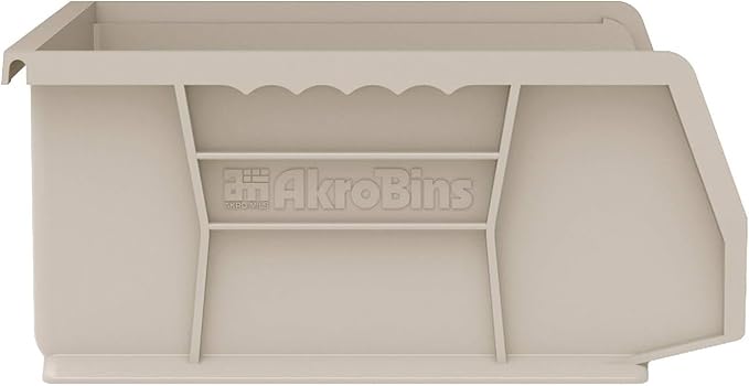 Akro-Mils 30255 AkroBins Plastic Storage Bins, Space-Saving Stackable Bins for Garage, Pantry, Craft Organization, 11" x 16" x 5", Clear, 6-Pack