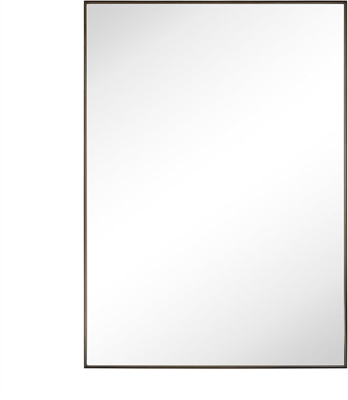 TEHOME Oil Rubbed Bronze Bathroom Vanity Mirror with Squared Corners, 20x28'' Dark Bronze Rectangle Stainless Steel Metal Framed Mirror for Bathroom
