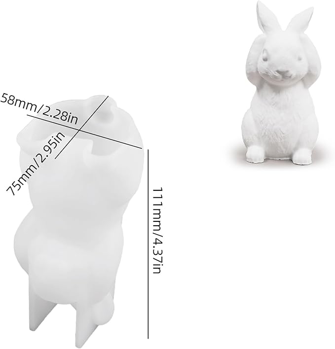 3 Pcs Rabbit Animal Candle Mold - 3 Style - Silicone Resin Casting Molds for Candle & Resin & Soap Craft Supplies