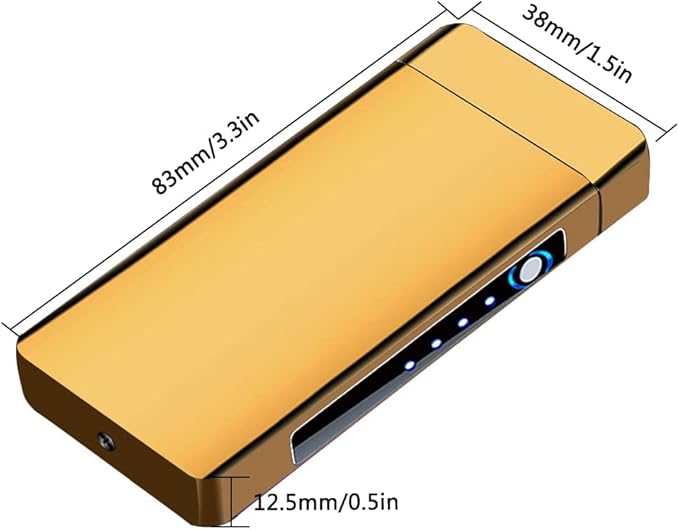 GADATOP Electric Lighter Dual Arc Plasma Lighter USB Rechargeable, Windproof Flame Lighters Electronic Lighters for Candle Incense Camping (Gold)