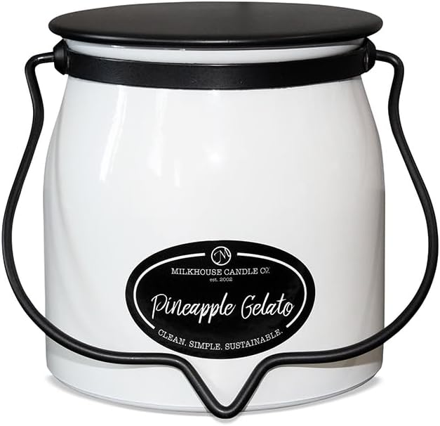 Milkhouse Candle Company - Pineapple Gelato - Creamery Collection - 16oz Double Cotton Wick Soy Candles with Beeswax - Long Burn Time, Made in The USA - Non Toxic, Premium Scented Candles